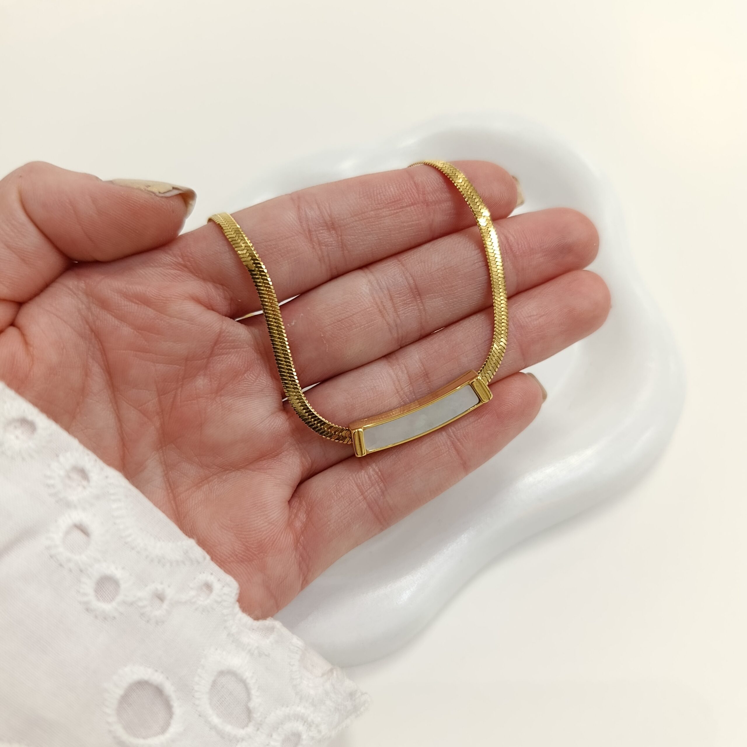 Colgante Nacar -Acero Dorado - Imagen 2