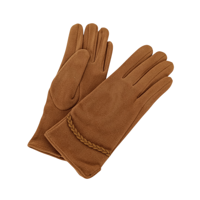 Guante Dama Trenza -Marron