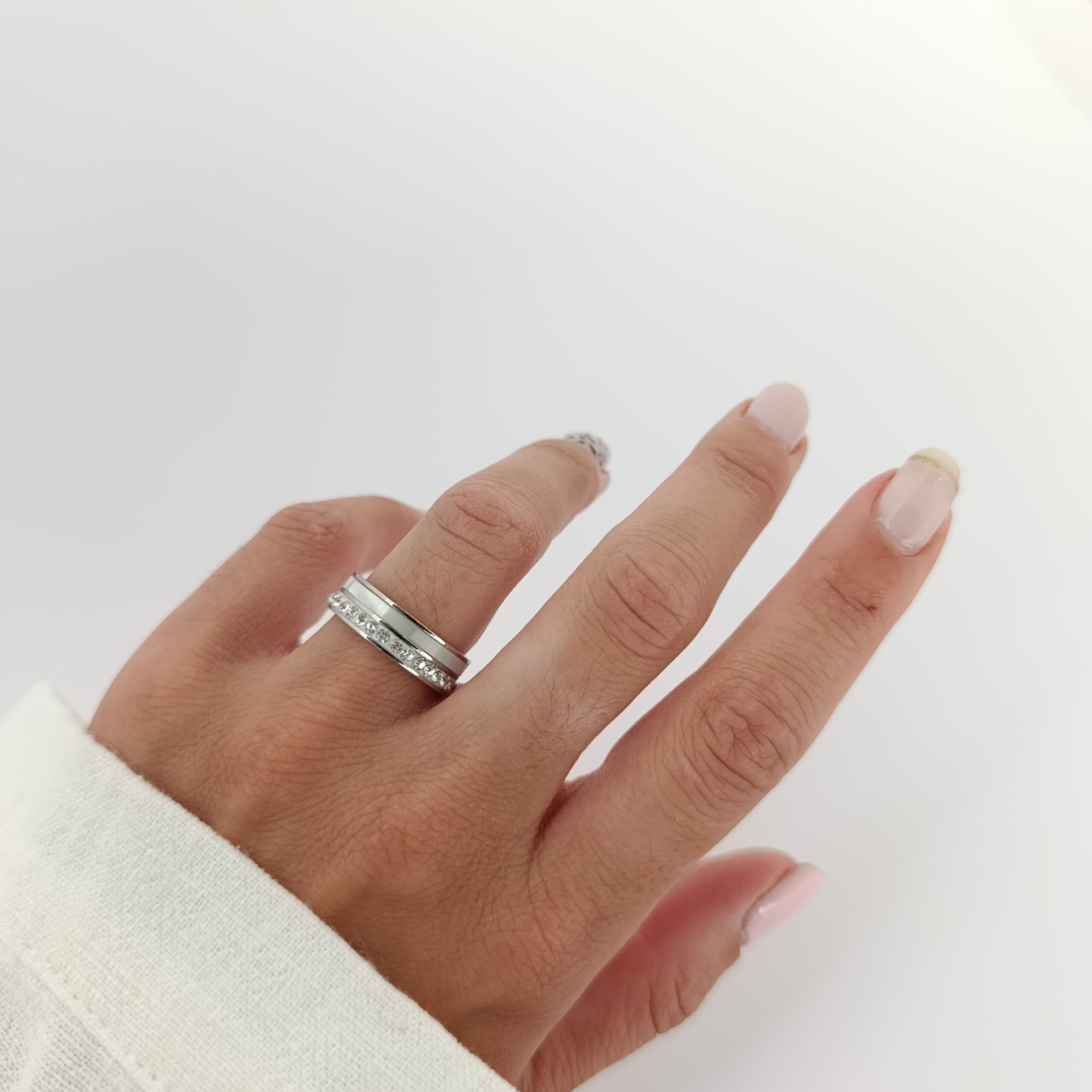 Anillo Acero Quirurgico -Nacar y Brillos