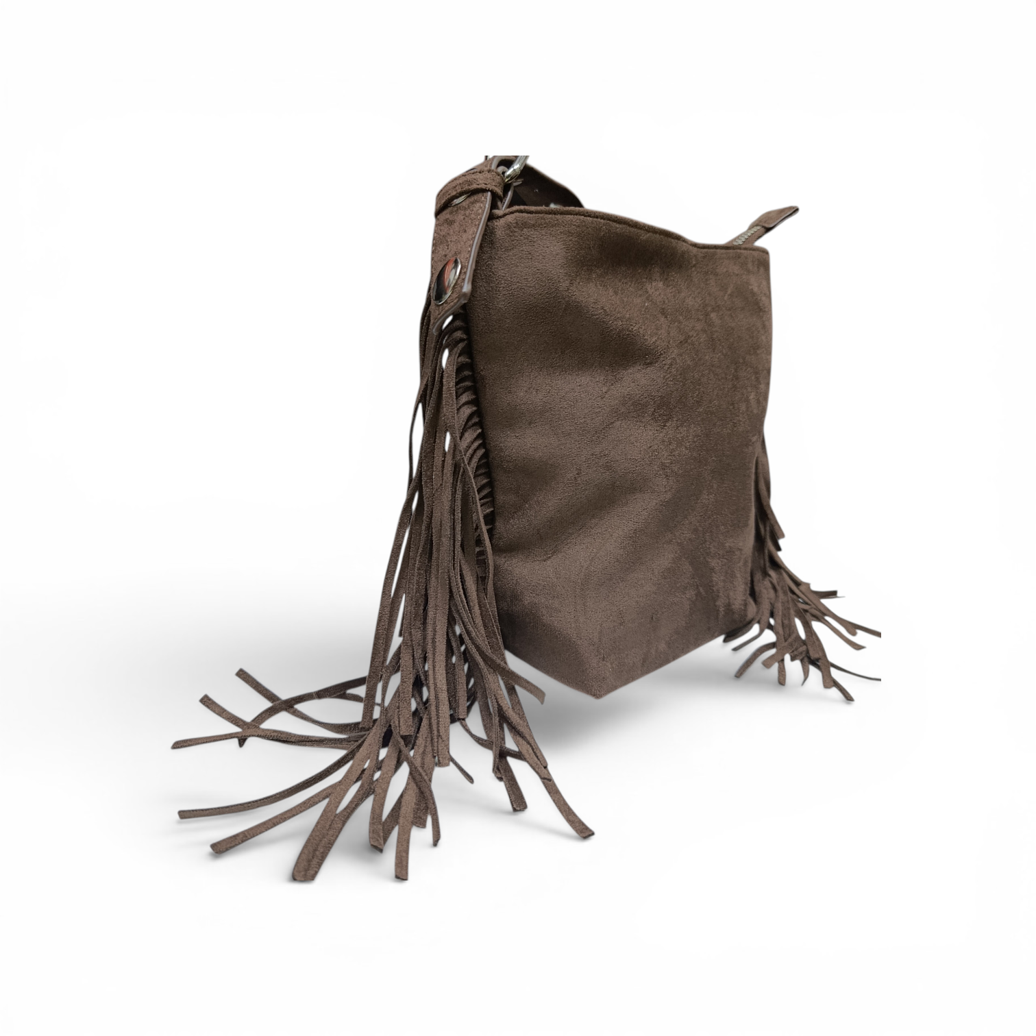 Bandolera Gamuza Flecos -Chocolate