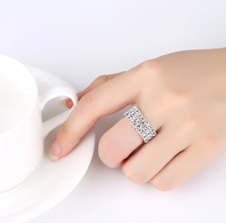 Anillo Strass -Plateado