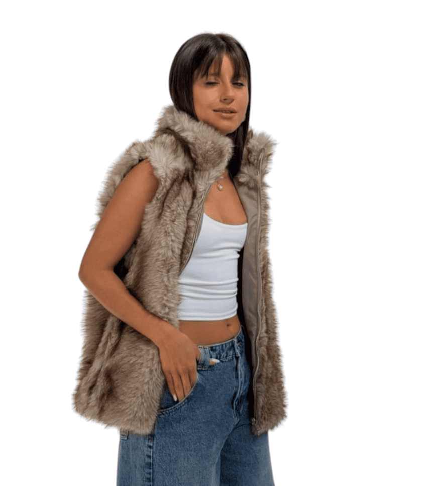 Chaleco Piel -Marron - Imagen 3